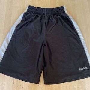 Reebok Youth S 8/10 Gym Shorts Black W/ White Stripe Elastic Waist  Drawstring